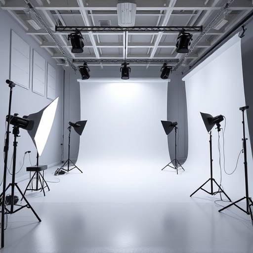 Interior view of Studio D, a versatile studio with multiple backdrop options